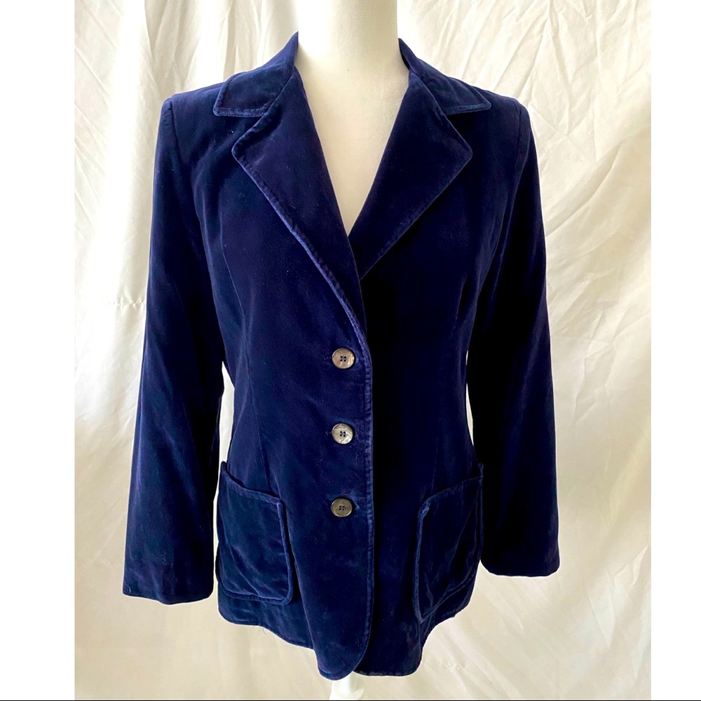 Vintage 70’s Women’s Fitted Blue Velvet Blazer